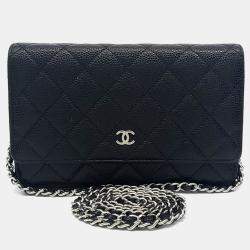 Pre Owned Chanel Black Leather Caviar WOC Mini Crossbody Bag