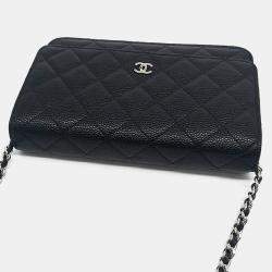 Pre Owned Chanel Black Leather Caviar WOC Mini Crossbody Bag
