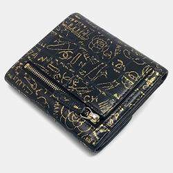 Pre Owned Chanel Black Gold Leather 2.55 Vintage Bifold Wallet