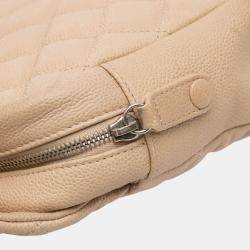 Pre Owned Chanel Brown Jumbo Quilted Caviar Easy Flap