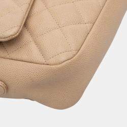 Pre Owned Chanel Brown Jumbo Quilted Caviar Easy Flap