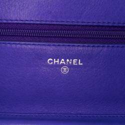 Pre Owned Chanel Blue CC Quilted Calfskin Fancy Wallet On Chain