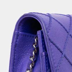 Pre Owned Chanel Blue CC Quilted Calfskin Fancy Wallet On Chain