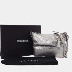 Pre Owned Chanel Silver Medium Metallic Aged Calfskin Gabrielle Crossbody