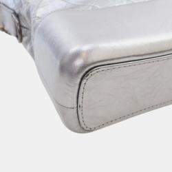 Pre Owned Chanel Silver Medium Metallic Aged Calfskin Gabrielle Crossbody