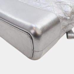 Pre Owned Chanel Silver Medium Metallic Aged Calfskin Gabrielle Crossbody