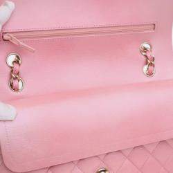 Pre Owned Chanel Pink Medium Classic Iridescent Lambskin Double Flap