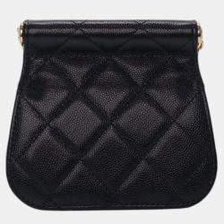 Pre Owned Chanel Black Mini Caviar Bar Clutch On Chain