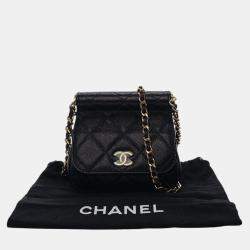 Pre Owned Chanel Black Mini Caviar Bar Clutch On Chain
