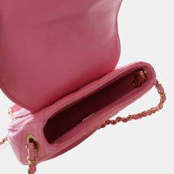 Pre Owned Chanel Pink Mini Quilted Caviar CC Messenger Flap
