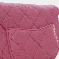Pre Owned Chanel Pink Mini Quilted Caviar CC Messenger Flap