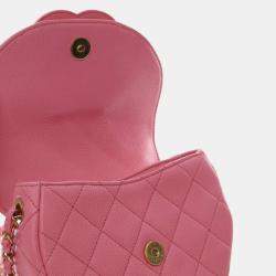 Pre Owned Chanel Pink Mini Quilted Caviar CC Messenger Flap