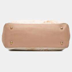 Pre Owned Chanel Beige Brown Canvas Floral Shopping Tote