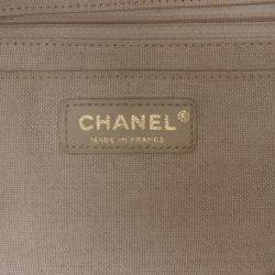 Pre Owned Chanel Beige Brown Canvas Floral Shopping Tote