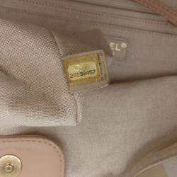 Pre Owned Chanel Beige Brown Canvas Floral Shopping Tote