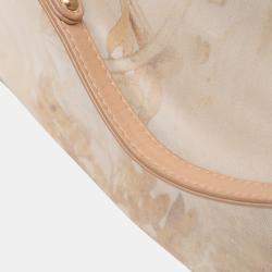 Pre Owned Chanel Beige Brown Canvas Floral Shopping Tote