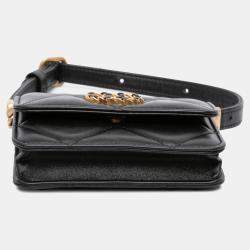 Pre Owned Chanel Black Quilted Lambskin 19 Flap Coin Purse With Chain