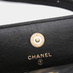 Pre Owned Chanel Black Quilted Lambskin 19 Flap Coin Purse With Chain