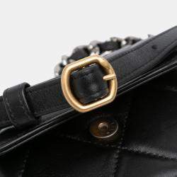 Pre Owned Chanel Black Quilted Lambskin 19 Flap Coin Purse With Chain