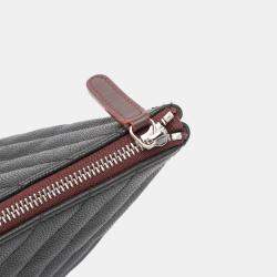 Pre Owned Chanel Black Large CC Chevron Caviar O Case Clutch