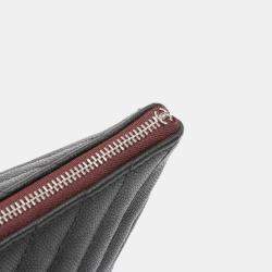 Pre Owned Chanel Black Large CC Chevron Caviar O Case Clutch