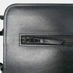 Pre Owned Chanel Black Chevron Aged Calfskin Gabrielle Wallet On Chain