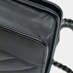 Pre Owned Chanel Black Chevron Aged Calfskin Gabrielle Wallet On Chain