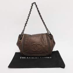 Pre Owned Chanel Metallic Bronze Leather Luxe Ligne Accordion Flap Bag