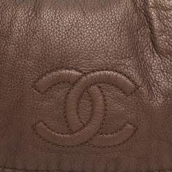 Pre Owned Chanel Metallic Bronze Leather Luxe Ligne Accordion Flap Bag