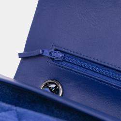 Pre Owned Chanel Blue Medium Classic Velvet Double Flap