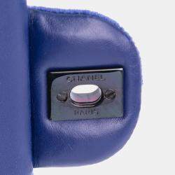Pre Owned Chanel Blue Medium Classic Velvet Double Flap