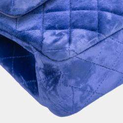 Pre Owned Chanel Blue Medium Classic Velvet Double Flap