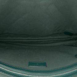 Pre Owned Chanel Green Large Quilted Caviar O Case Clutch