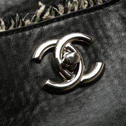 Pre Owned Chanel Black Glazed Calfskin Tweed Tweedy Shopping Tote