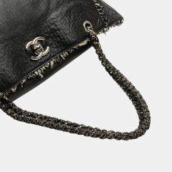 Pre Owned Chanel Black Glazed Calfskin Tweed Tweedy Shopping Tote