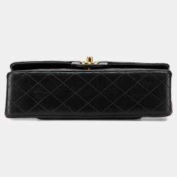 Pre Owned Chanel Black Medium Classic Lambskin Double Flap