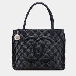 Pre Owned Chanel Black Caviar Medallion Tote
