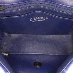 Pre Owned Chanel Blue Mini Rectangular Classic Velvet Single Flap