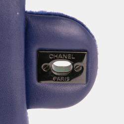 Pre Owned Chanel Blue Mini Rectangular Classic Velvet Single Flap