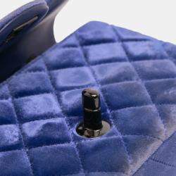 Pre Owned Chanel Blue Mini Rectangular Classic Velvet Single Flap