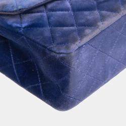 Pre Owned Chanel Blue Mini Rectangular Classic Velvet Single Flap