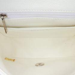 Pre Owned Chanel White Mini Square Classic Caviar Single Flap
