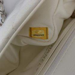 Pre Owned Chanel White Mini Square Classic Caviar Single Flap