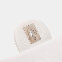 Pre Owned Chanel White Mini Square Classic Caviar Single Flap