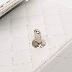 Pre Owned Chanel White Mini Square Classic Caviar Single Flap