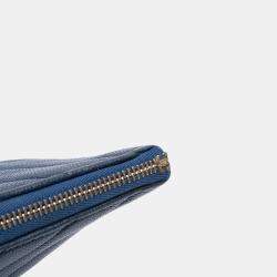 Pre Owned Chanel Blue Medium Chevron Caviar Ancient Greek Charms O Case Clutch