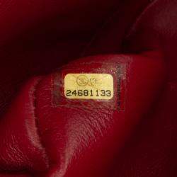 Pre Owned Chanel Red Medium Classic Jersey Double Flap