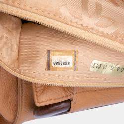 Pre Owned Chanel Brown CC Grained Calfskin Wooden Handle Tote