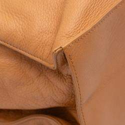 Pre Owned Chanel Brown CC Grained Calfskin Wooden Handle Tote