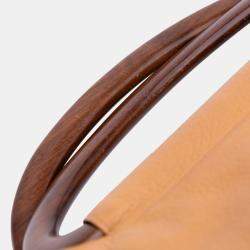 Pre Owned Chanel Brown CC Grained Calfskin Wooden Handle Tote